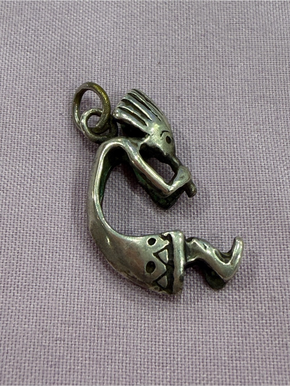 Vintage Double Kokopelli Southwestern Pendant – Silver Tone